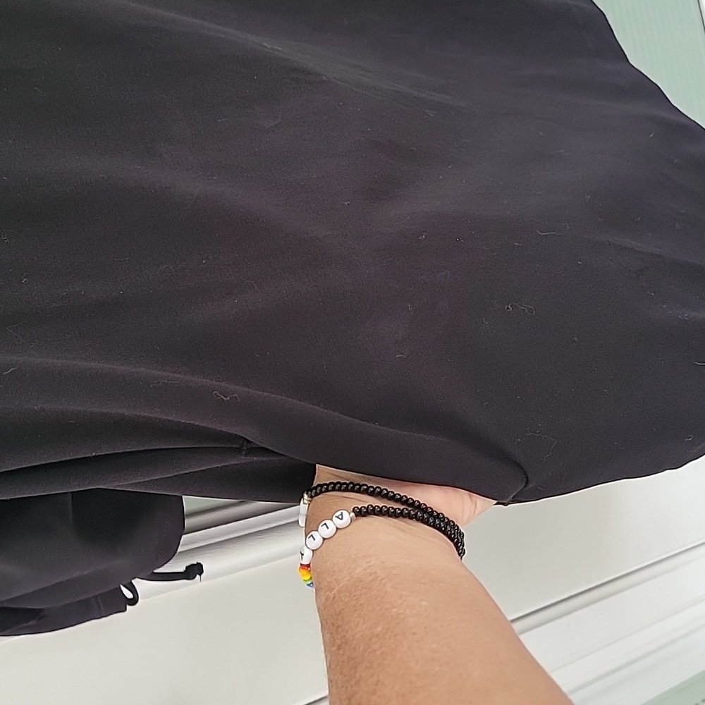 Chico's Adjustable Ruched Sleeves Dress Black With Pockets Sz 1 8/10 Has Strech - Picture 11 of 12